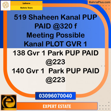 Residential Plot for Sale in Bahria Town, Lahore - (BP-196578)