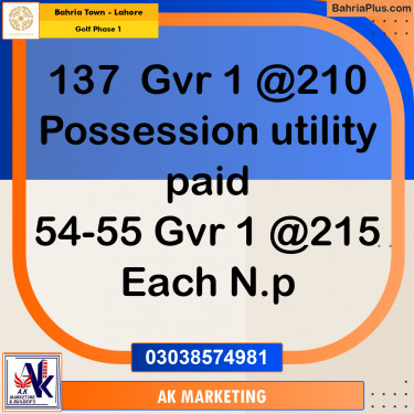 Residential Plot for Sale in Golf Phase 1 -  Bahria Town, Lahore - (BP-196602)