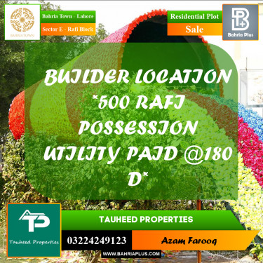 Residential Plot for Sale in Sector E - Rafi Block -  Bahria Town, Lahore - (BP-196680)