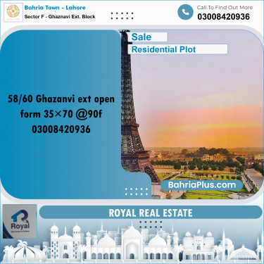 Residential Plot for Sale in Sector F - Ghaznavi Ext. Block -  Bahria Town, Lahore - (BP-196693)