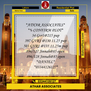 Residential Plot for Sale in Bahria Town, Lahore - (BP-196711)