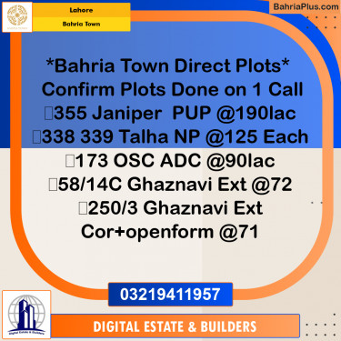 Residential Plot for Sale in Bahria Town, Lahore - (BP-196735)