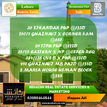 Residential Plot for Sale in Bahria Town, Lahore - (BP-196738)