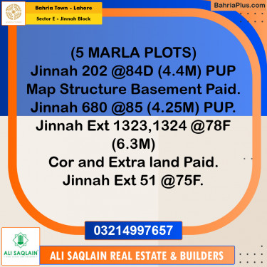 Residential Plot for Sale in Sector E - Jinnah Block -  Bahria Town, Lahore - (BP-196746)