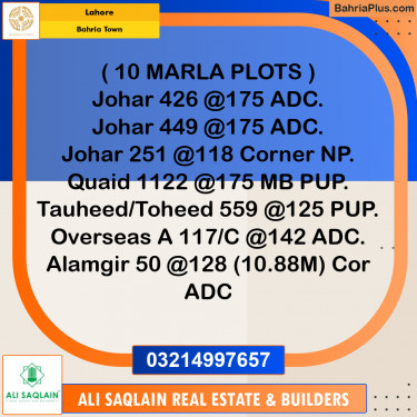 Residential Plot for Sale in Bahria Town, Lahore - (BP-196752)