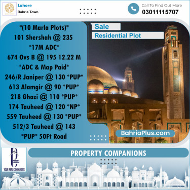 Residential Plot for Sale in Bahria Town, Lahore - (BP-196760)