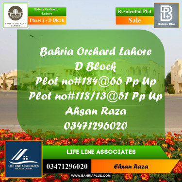 Residential Plot for Sale in Phase 2 - D Block -  Bahria Orchard, Lahore - (BP-196880)