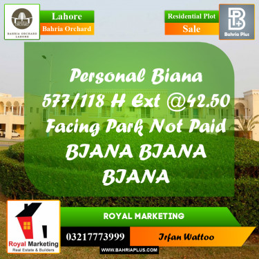 Residential Plot for Sale in Bahria Orchard, Lahore - (BP-196888)