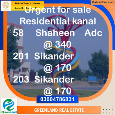 Residential Plot for Sale in Sector B - Shaheen Block -  Bahria Town, Lahore - (BP-196935)