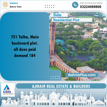 Residential Plot for Sale in Bahria Town, Lahore - (BP-196990)