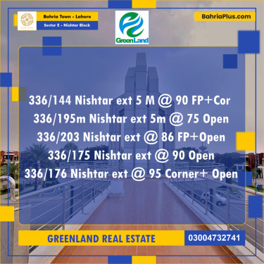 Residential Plot for Sale in Sector E - Nishtar Block -  Bahria Town, Lahore - (BP-197010)