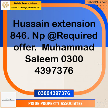 Residential Plot for Sale in Sector C - Nargis/Hussain Ext. -  Bahria Town, Lahore - (BP-197060)