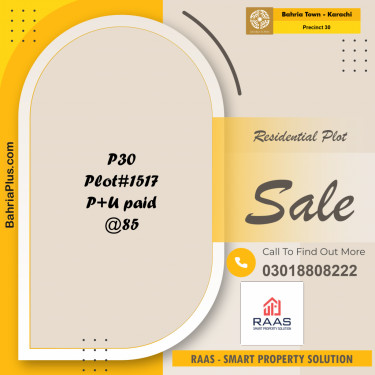 250 Sq. Yards Residential Plot for Sale in Precinct 30 -  Bahria Town, Karachi - (BP-197067)