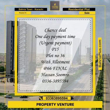125 Sq. Yards Residential Plot for Sale in Precinct 15 -  Bahria Town, Karachi - (BP-197205)