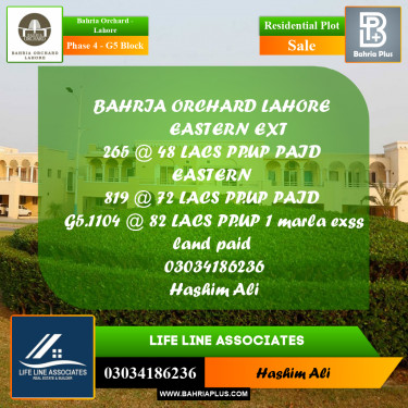 Residential Plot for Sale in Phase 4 - G5 Block -  Bahria Orchard, Lahore - (BP-197223)