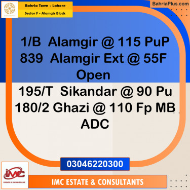 Residential Plot for Sale in Sector F - Alamgir Block -  Bahria Town, Lahore - (BP-197311)