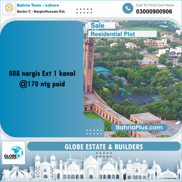Residential Plot for Sale in Sector C - Nargis/Hussain Ext. -  Bahria Town, Lahore - (BP-197323)