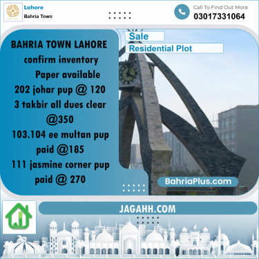 Residential Plot for Sale in Bahria Town, Lahore - (BP-197398)
