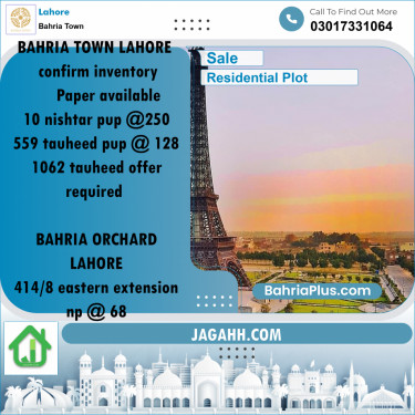 Residential Plot for Sale in Bahria Town, Lahore - (BP-197402)