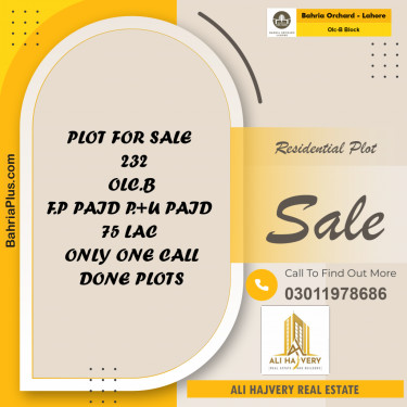 Residential Plot for Sale in OLC-B Block -  Bahria Orchard, Lahore - (BP-197440)