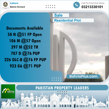 Residential Plot for Sale in Bahria Orchard, Lahore - (BP-197483)