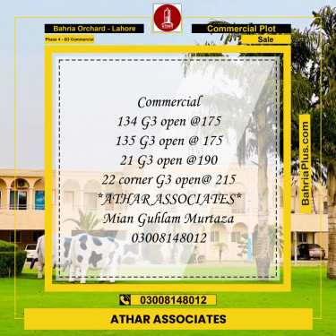 Commercial Plot for Sale in Phase 4 - G3 Commercial -  Bahria Orchard, Lahore - (BP-197496)
