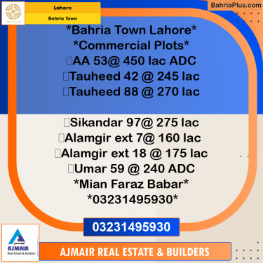 Commercial Plot for Sale in Bahria Town, Lahore - (BP-197512)