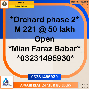 Residential Plot for Sale in Bahria Orchard, Lahore - (BP-197514)