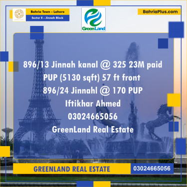 Residential Plot for Sale in Sector E - Jinnah Block -  Bahria Town, Lahore - (BP-197545)