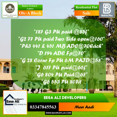 Residential Plot for Sale in OLC-A Block -  Bahria Orchard, Lahore - (BP-197561)