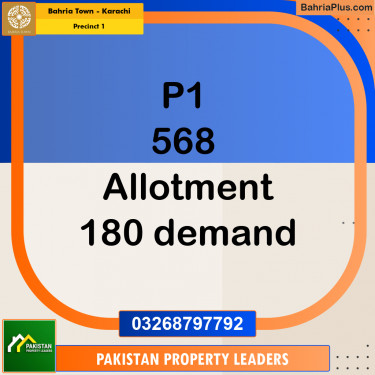 250 Sq. Yards Residential Plot for Sale in Precinct 1 -  Bahria Town, Karachi - (BP-197594)