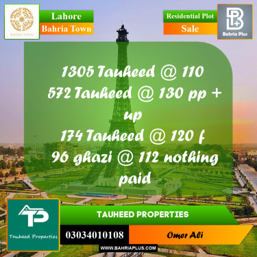 Residential Plot for Sale in Bahria Town, Lahore - (BP-197598)