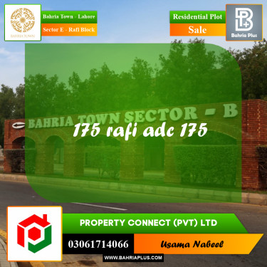 Residential Plot for Sale in Sector E - Rafi Block -  Bahria Town, Lahore - (BP-197627)