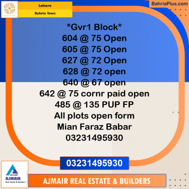 Residential Plot for Sale in Bahria Town, Lahore - (BP-197636)