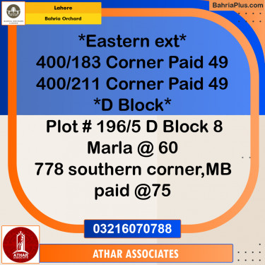 Residential Plot for Sale in Bahria Orchard, Lahore - (BP-197646)