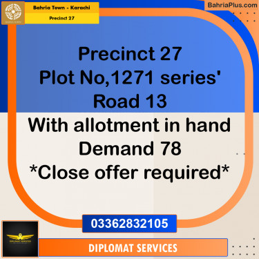 Residential Plot for Sale in Precinct 27 -  Bahria Town, Karachi - (BP-197648)