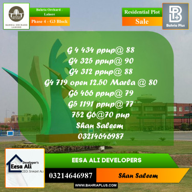 Residential Plot for Sale in Phase 4 - G3 Block -  Bahria Orchard, Lahore - (BP-197682)
