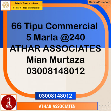 Commercial Plot for Sale in Sector F - Tipu Commercial -  Bahria Town, Lahore - (BP-197692)