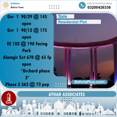 Residential Plot for Sale in Bahria Town, Lahore - (BP-197718)