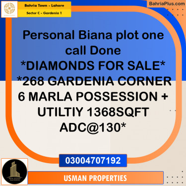 Residential Plot for Sale in Sector C - Gardenia 1 -  Bahria Town, Lahore - (BP-197733)