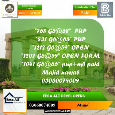 Residential Plot for Sale in Phase 4 - G6 Block -  Bahria Orchard, Lahore - (BP-197764)