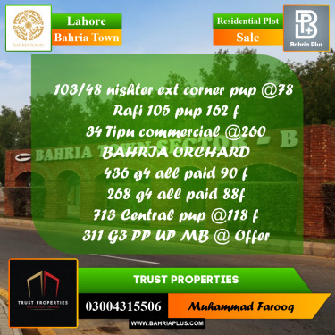 Residential Plot for Sale in Bahria Town, Lahore - (BP-197798)