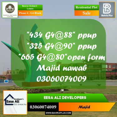 Residential Plot for Sale in Phase 4 - G4 Block -  Bahria Orchard, Lahore - (BP-197819)
