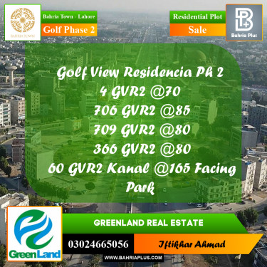 Residential Plot for Sale in Golf Phase 2 -  Bahria Town, Lahore - (BP-197821)