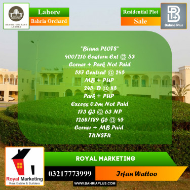 Residential Plot for Sale in Bahria Orchard, Lahore - (BP-197841)