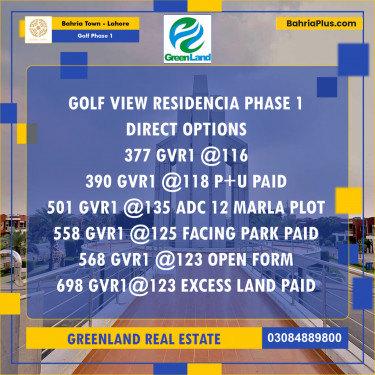 Residential Plot for Sale in Golf Phase 1 -  Bahria Town, Lahore - (BP-197869)