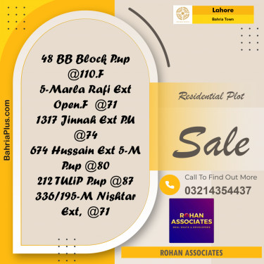 Residential Plot for Sale in Bahria Town, Lahore - (BP-197884)