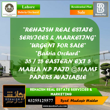 Residential Plot for Sale in Bahria Orchard, Lahore - (BP-197976)