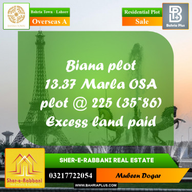 Residential Plot for Sale in Overseas A -  Bahria Town, Lahore - (BP-198043)