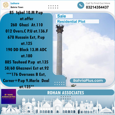 Residential Plot for Sale in Bahria Town, Lahore - (BP-198078)